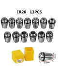 Precision Spring Collet Holder Set For Engraving CNC Milling And Lathe Tools 0.015mm Accuracy In ER8 ER11 ER16 ER20 ER25 And ER32 Sizes Durable Steel Grip For Pro Shop Jobs, 13 ER20 collets with yellow holder