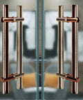 Stainless Steel Push Pull Door Handle Built To Last No Fuss Install Rectangular Back To Back Design 304 Grade Rustproof Heavy Duty Door Pull For Solid Wood Timber Glass And Steel Doors Office Entrance 59 Inch installed on glass door