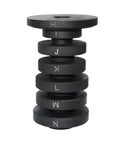 Stack of adapters labeled H-N from Pro Grade Wheel Hub Bearing Removal And Installation Tool Kit 21 Piece Set For Front And Rear Bearings No Hammer Or Press Needed For Easy Safe Auto Repair