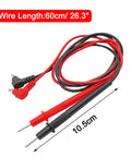 Dual Banana Plug Multimeter Probe Leads Set 60cm 1000V rated red and black test cable with non-slip grips and 2mm probe tips.
