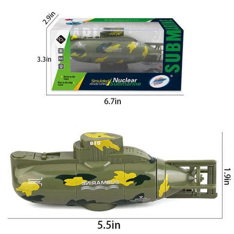 Green Rad Six Channel RC Submarine Toy For Kids Waterproof With Diving And Surfacing Action in packaging