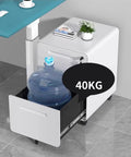 Compact Metal Rolling File Cabinet With Lock For Home Office, 3-Drawer Under-Desk Storage with open bottom drawer holding 40kg item