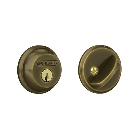 Keyed Deadbolt Lock For Entry Door, Single Cylinder, Antique Brass Finish, Residential Grade Security, Built Tough For Your Home.