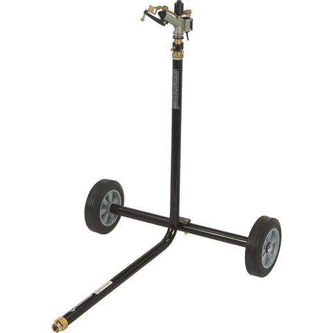 Wheeled Sprinkler With 1 Inch Head And 3 Nozzles For Big Yard Coverage 120 Foot Diameter Reaches 11,000 Sq Ft 7 To 14 GPM Adjustable Full Or Partial Circle