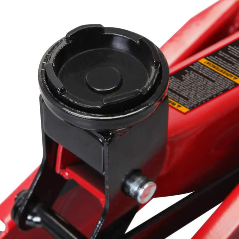 Close-up of 1.5 Ton Hydraulic Trolley Floor Jack With Blow Mold Carrying Case, Heavy Duty Steel Car Jack For DIY Garage Use, Red
