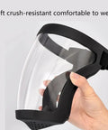 Hand holding Full Face Cycling Shield 2 Pack Unisex Clear Splash Proof Eye Nose Mouth Guard No Fog No Splash