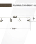 Talida 4 Light LED Ceiling Track Lighting Fixture In Brushed Nickel dimensions view