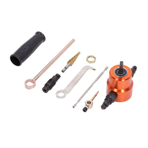 360 Degree Double Head Cutter Attachment For Sheet Metal Cutting And Drilling Electric Nibbler Tool components displayed