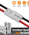 100 Pcs 6 To 8 Gauge Battery Quick Connect Disconnect Kit For Recovery Winch And Towing Systems, 50 Amp Silver Plated Copper Plug Connectors