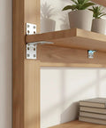 Steel L Bracket Set For Tackling Wobbly Furniture With 90 Degree Corner Braces for shelves, showing wood shelf support with plants.