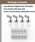 Battery Powered Tiny LED Spotlights 4 Pack With Magnetic Base For Artwork Displays Jewelry Showcases No Wires Wireless Lighting Includes Extra Batteries