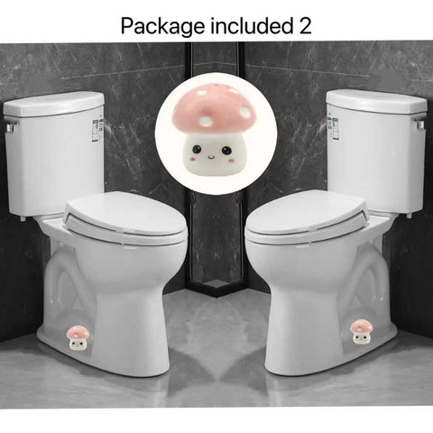 Super Dope Ceramic Toilet Bolt Covers That Straight Up Fix Your Bathroom Vibe With Charming Pink Mushroom Flange Caps showcased on toilets.