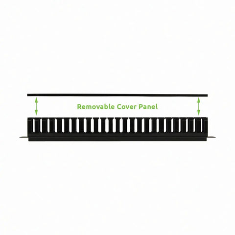 1U Plastic Rack Mount Horizontal Cable Manager Duct Raceway for 19 Inch Server Rack with Removable Cover Panel
