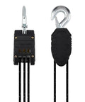 5 To 1 Block And Tackle Pulley Hoist System With 50 Ft Heavy Duty Poly Rope, 2000 Lb Breaking Strength, 1000 Lb Load Capacity, Zinc Plated Steel Wheel Block, Safe Quick Hooks, Includes Two 18 Inch Soft Loops., black 5:1 rope pulley hoist with zinc plated steel hooks