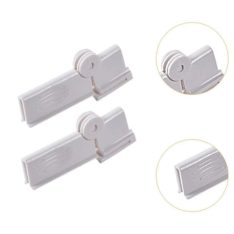 Jisader Two Pack Milk Carton Sealing Clips With Rotating Design For Boxed Drinks And Food Bags, durable white plastic material.