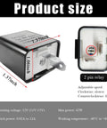 Dimensions of 12V Adjustable LED Flasher Relay For Cars And Motorcycles, 2 Pin Hyper Flash Fix for Turn Signals, Black.