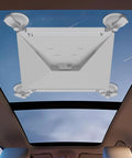 Hella Secure Starlink Mini Suction Cup Mount For Cars And Rvs With Heavy Duty Glass Suction Cups Non Slip Silicone Pads To Crush Bumpy Trails And Keep Your Setup Locked Down White seen from below glass roof.