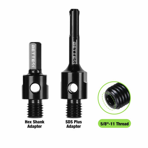 Five Eighth Inch Eleven Thread Core Drill Bit Adapters Pro Grade With 11.81 Inch Centering Pilot Bit And SDS Plus Hex Shank Connector