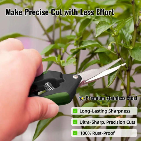 Close-up of Two Pack Curved Blade Garden Pruners, Lightweight 6.5 Inch Pruning Shears with Ergonomic Non Slip Grips in use