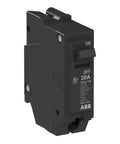 20 Amp Single Pole Circuit Breaker For 120/240 VAC, Thermal Magnetic Plug-On Load Center Protection, 10 kAIC Interrupt Rating, black ABB breaker with ON/OFF switch