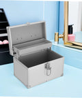 Lockable Portable Double Layer Tool Box Case with Ergonomic Handle Aluminum Alloy Build Spacious Storage Rugged Carrying Case