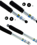 5100 Series Front And Rear Shock Absorbers For Silverado Sierra 1500 HD 2500 2500 HD 3500 3500 HD Models Built For A Smoother Ride And A Breeze To Install, includes four black and silver shock absorbers with mounting hardware