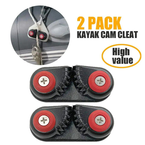 Aluminum Kayak Cam Cleat Set for Fast Entry and Secure Ties, Heavy Duty Boat Cleats for Canoe Sailing and Dinghy Use, Black 2 Pack