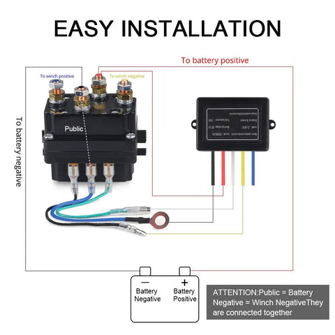 12V 250A Winch Solenoid Relay Contactor Kit With Wireless Remote Control And Six Protective Caps Universal For Trucks Jeeps ATVs SUVs 2000 To 5000 Pounds Winch Off Road Ready