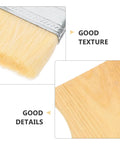 Close-up of bristles and wood handle from Three Piece Wood Handles Paint Brush Set For Walls Stains Oils And Acrylics Durable Flat Brushes