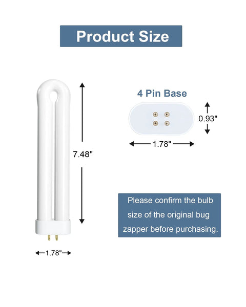 15W UV Bug Zapper Light Bulb Replacement 4 Pin Base U Shaped Twin Tube For T6 Insect Attraction Lamp 365nm Blue Light