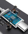 Internal view of Car USB A To USB C Charging Cable For iPhone 17 16 15 Series And iPad showing circuitry and premium shielding