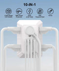Wall Mount Outlet Extender With Heavy Duty Surge Guard, showcasing 6 AC outlets, 2 USB ports, and secure screw design.
