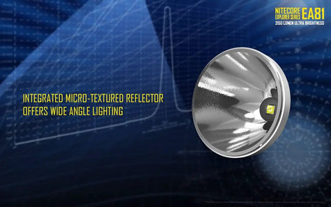 Reflector detail of EA81 Cree XHP50 Powerhouse AA Searchlight Flashlight With 2150 Lumens And 462m Throw, Beast Mode Bright Handheld Beam