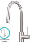 RV Ready Pull Down Kitchen Faucet With One Hand Lever, Detachable Spray Head, And Optional Deck Plate In Brushed Satin Nickel
