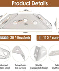 Rock Solid Stainless Steel Corner Brackets For Wood, 20 Piece Set Of Heavy Duty Universal L Brackets dimensions and features.