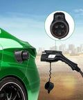 Type 1 To GBT EV Charger Adapter Supports 32 Amp 7 Point 4 Kw For Chinese Electric Vehicles plugged into an electric vehicle.