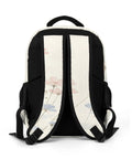 Back view of Wildflower Blooms Print Unisex Backpack Large Capacity For School, Travel, And Daily Use showing breathable straps and floral design.