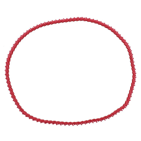Power Twist V Belt Beefy Five Feet Long And Half Inch Wide Adjustable Link Belt Type A shown coiled in red polyurethane