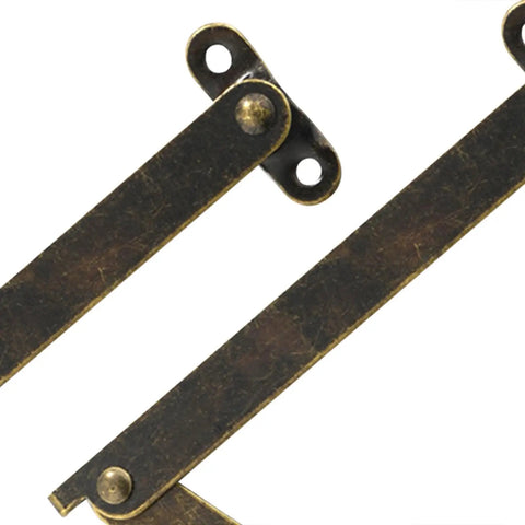 Close-up of bronze 2 Pack Lid Lift Hinge With Damper For Jewelry Boxes And Cases Easy Install Vintage Style size 186x31mm.