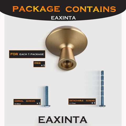 10 Pack Champagne Bronze Cabinet Knobs, 1.4 Inch Round Cabinet Pulls, showing knob and included screws