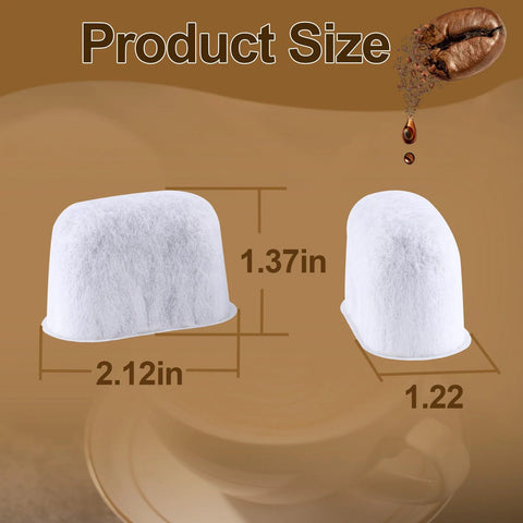 Charcoal water filter cartridges for Breville espresso machines, white felt, 2-pack; front view 2.12in wide