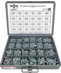1466 Piece Self Drilling Tek Screw Set With Hex Washer Head Zinc Clear Finish In Sizes 6 To 14 For Heavy Duty Metal Fastening In A Locking Steel Tray Grab And Go Organization And Quick Project Setup with organized compartments in tray.