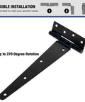 10 Inch T Strap Shed Door Hinge Heavy Duty 2 Pack Gate Hinge For Barn Fence Farm Exterior Interior Doors Universal 270 Degree Rotation