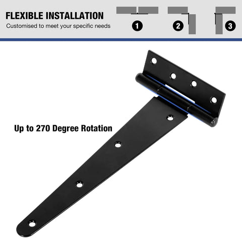10 Inch T Strap Shed Door Hinge Heavy Duty 2 Pack Gate Hinge For Barn Fence Farm Exterior Interior Doors Universal 270 Degree Rotation