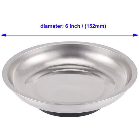 6-inch stainless steel magnetic bowl, part of 8 Piece Magnetic Bowls And Trays Set 6 Inch Round Stainless Steel Magnetic Parts Organizer