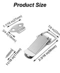 Dimensions of 4 Pack Small Spring Loaded Toggle Latch With 20 Screws Stainless Steel Silver Finish shown with measurements.