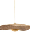 Totally Main Character Energy One Light Pendant Ceiling Light Fifty Two Inches Wide Vintage Gold Leaf Metal Dome Shade Hanging Lamp from a side view.