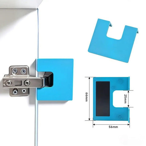 Magnetic Hinge Alignment Tool Set For Quick Door Installation And Precise Hinge Cutting, blue plastic jig with 25mm opening