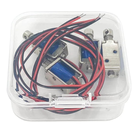 Tiny 12V Micro Push Pull Solenoid Electromagnet in 4-pack with durable metal build and wiring for DIY projects and small automation