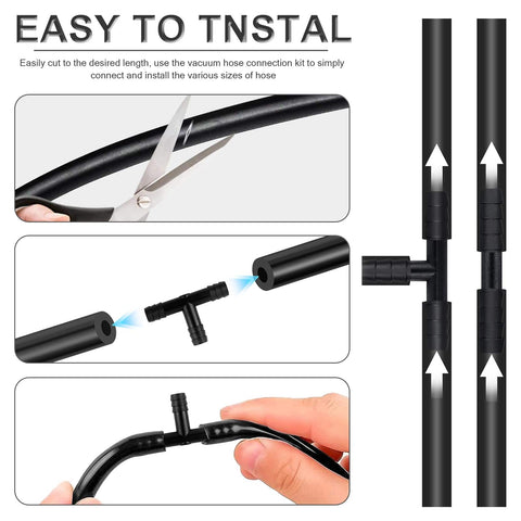 Installation of All In One Vacuum Line Kit With Six Five-Foot Hoses And 113 Connectors, Silicone Vacuum Tubing For Car Piping System